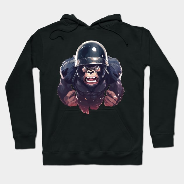 Angry gorilla in helmet Hoodie by TomFrontierArt